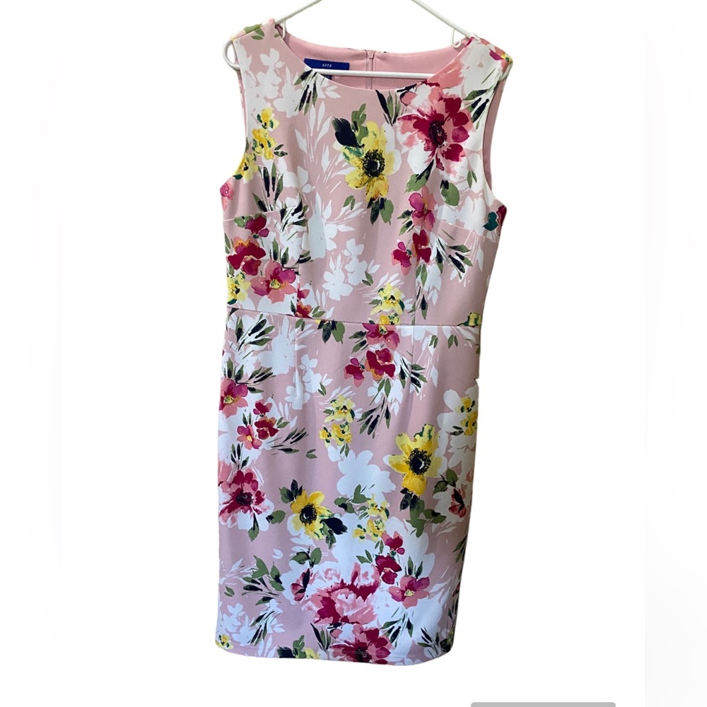 Apt 9 pink floral sheath dress. Size 12. Worn once.